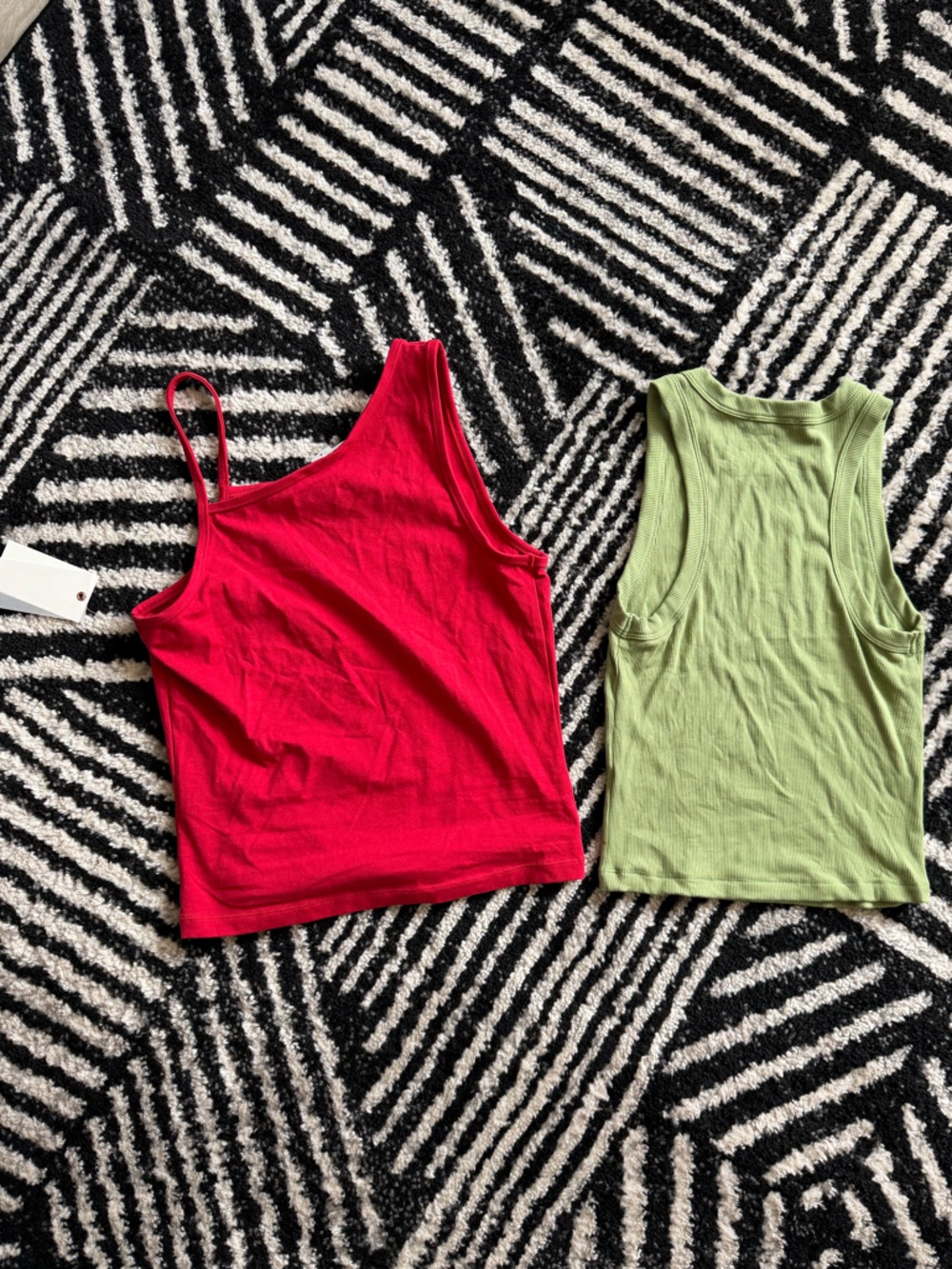 Good American Olive Ribbed Tank & Bright Red Cami Set - Picture 2 of 3